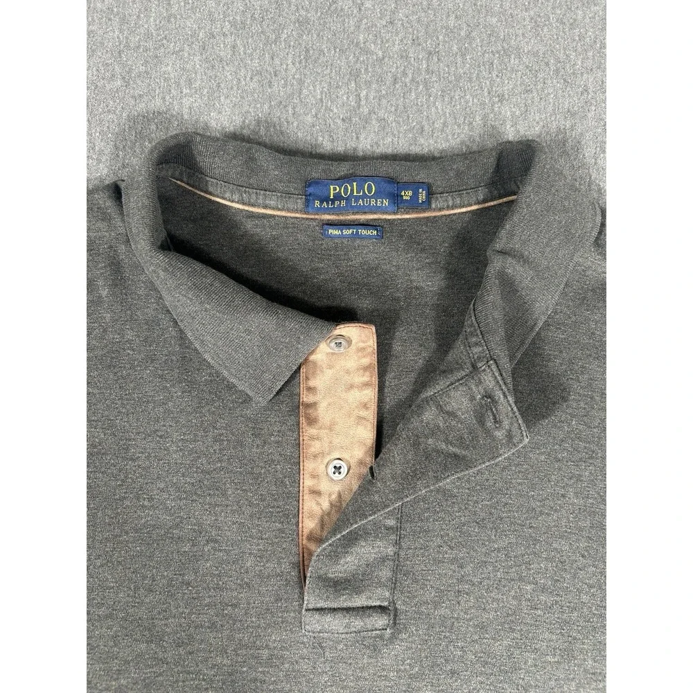 Polo Ralph‎ Lauren Long Sleeve Polo Shirt Men XL Classic Fit Gray Flesh Pony 4XB
